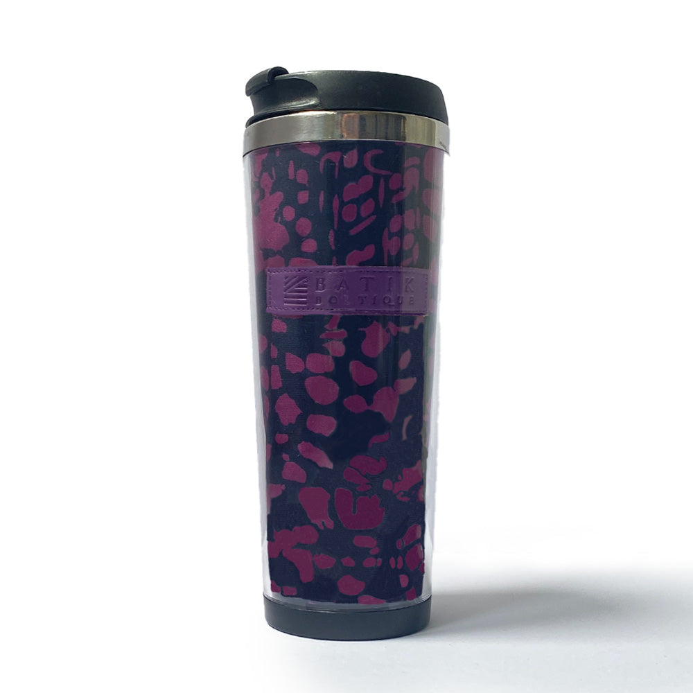 a front view photo of the purple bintik tumbler against a neutral background