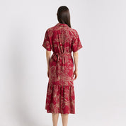 back angle of the red orchid button up dress