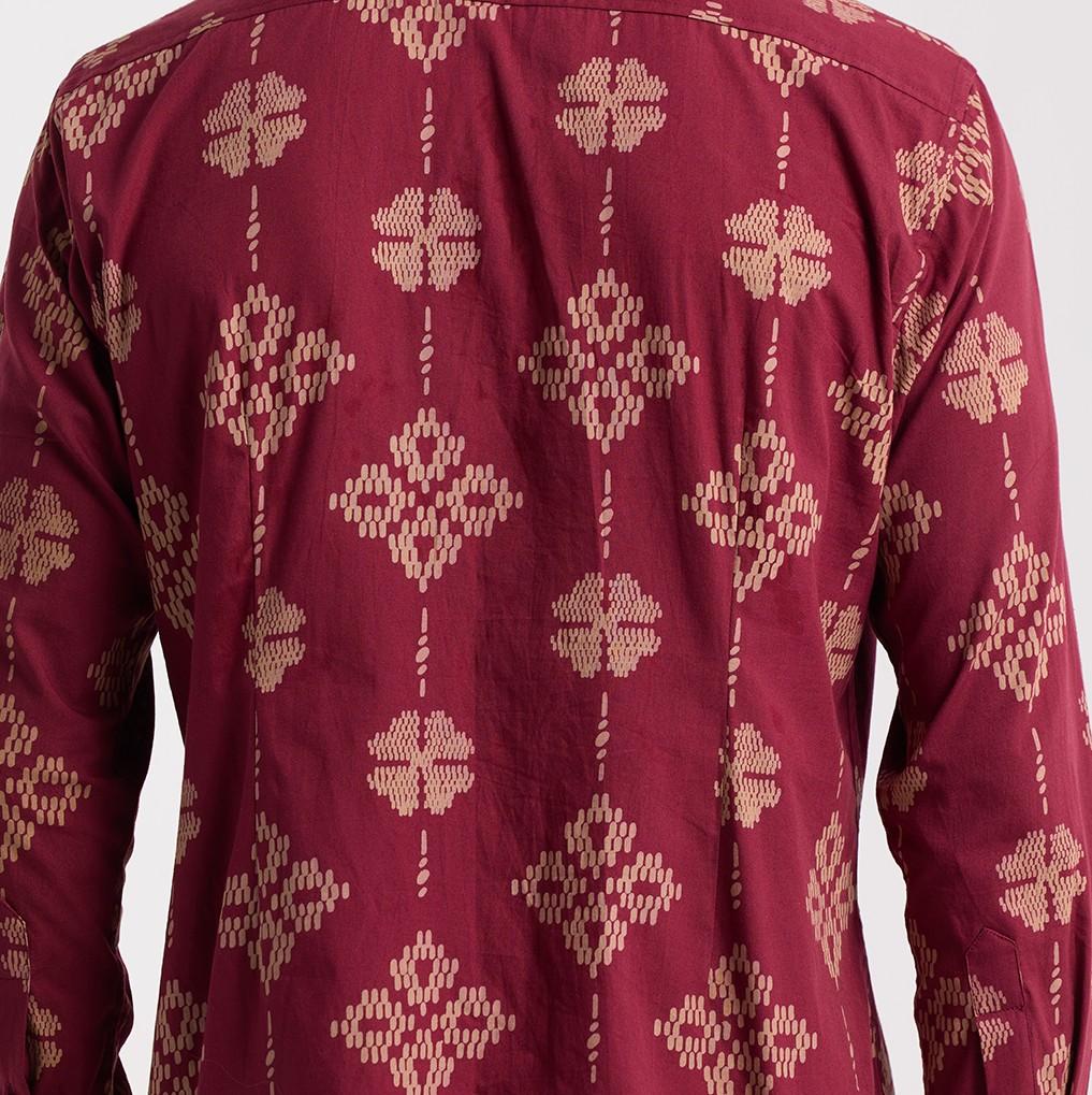 Zoom in Ruby songket men's long sleeve shirt 