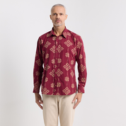 Men's Long-Sleeved Batik Shirt - Ruby Songket