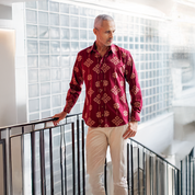 Men's Long-Sleeved Batik Shirt - Ruby Songket