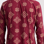 Men's Long-Sleeved Batik Shirt - Ruby Songket