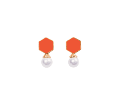 Fugeelah Earrings - Pearl Drop Earrings (Orange)