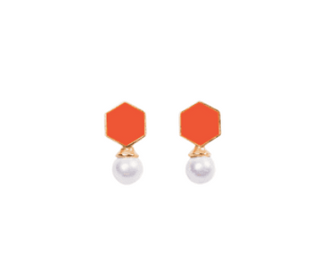 Fugeelah Earrings - Pearl Drop Earrings (Orange)