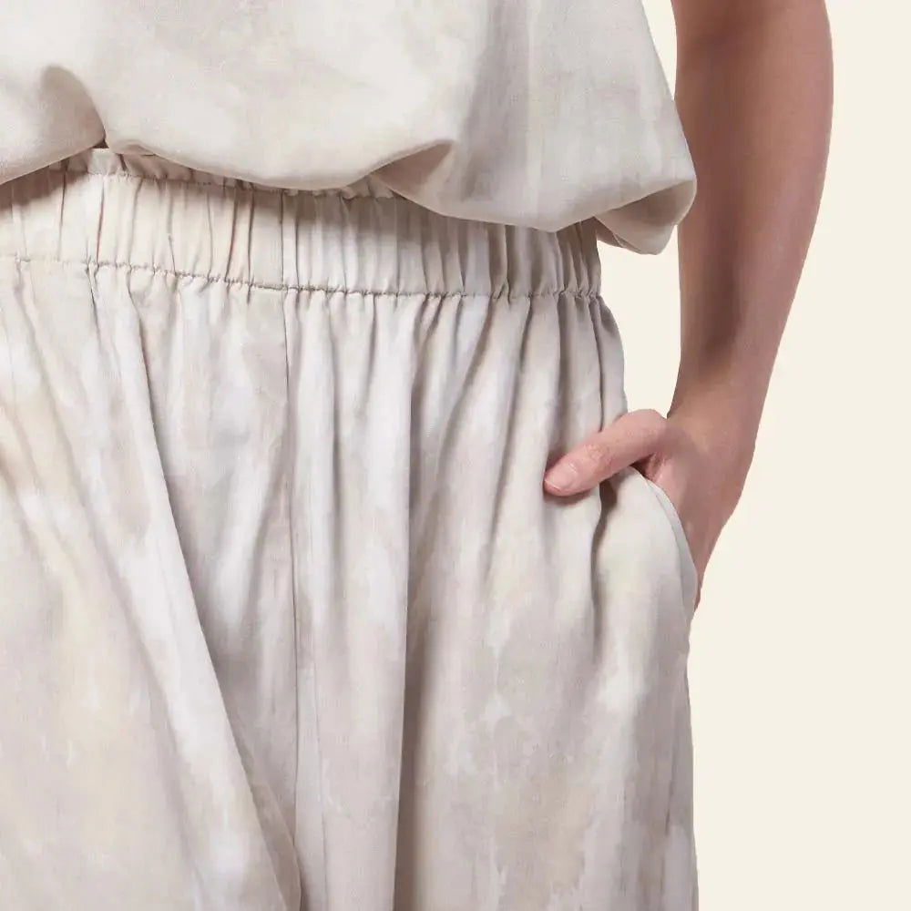 Shibori Wide Leg Trousers - Mangosteen - Batik Boutique