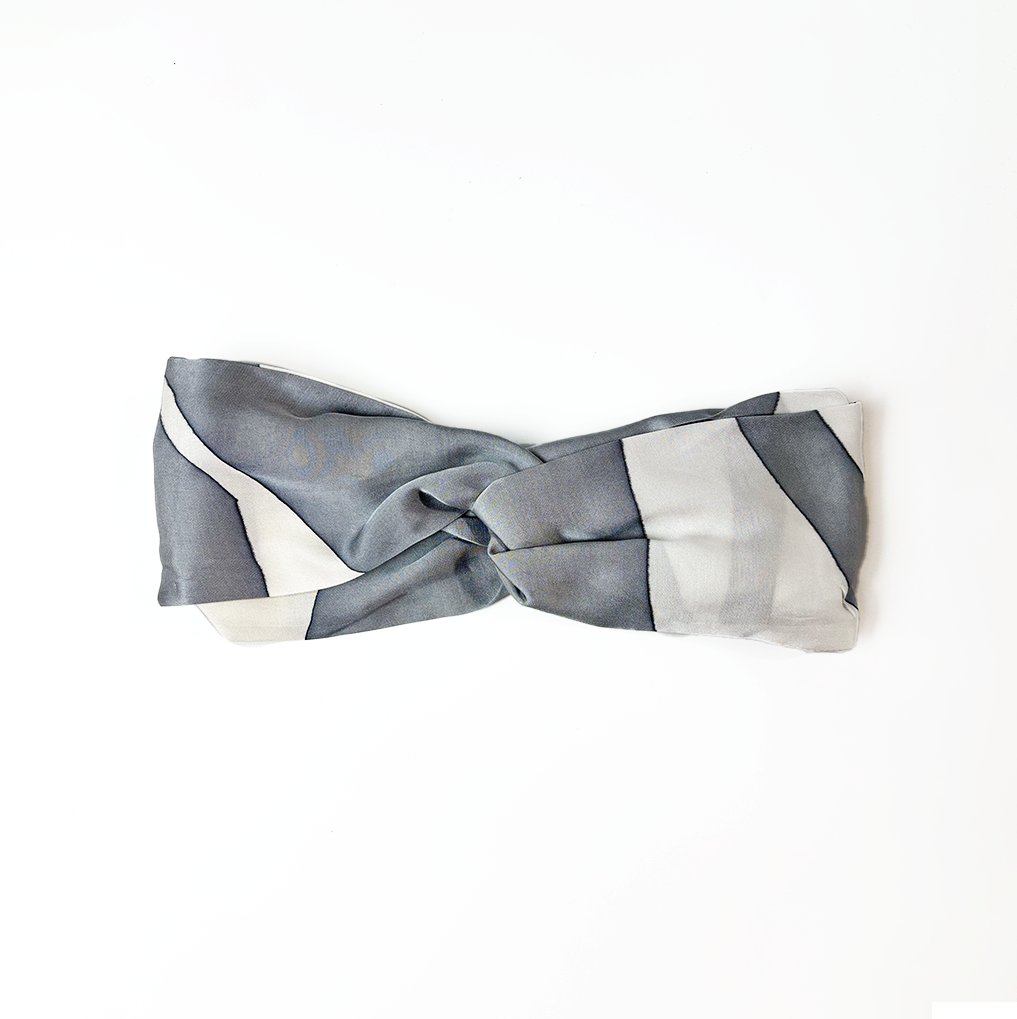 Silver Rose batik headband in Batik Boutique packaging – artisan-made gift