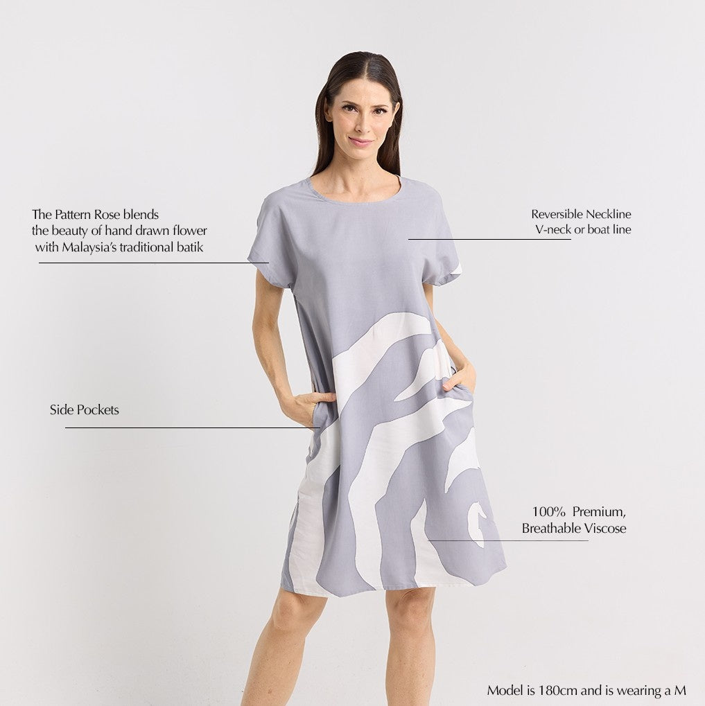 Batik Dress - Silver Rose