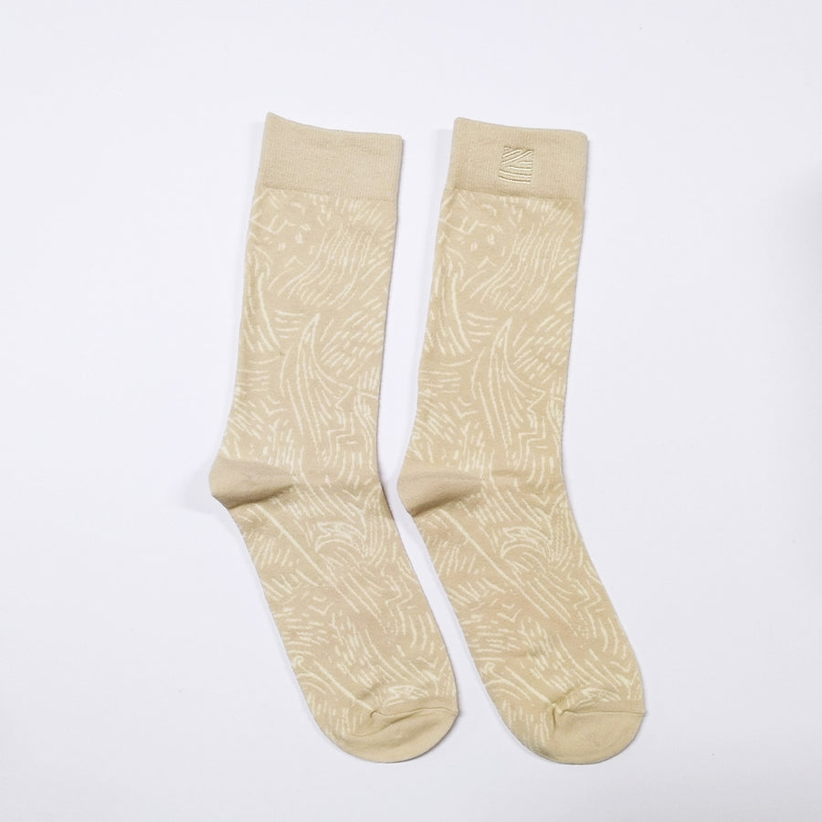 Batik-Inspired Unisex Socks - Tan Driftwood