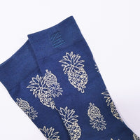 Batik-Inspired Unisex Socks - Navy Pineapple