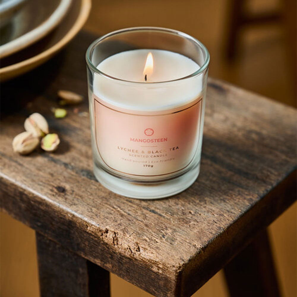 Handcrafted with Heart: Artisan Soy Candle - Lychee & Black Tea (Mangosteen) by Batik Boutique for Socially Conscious Consumers