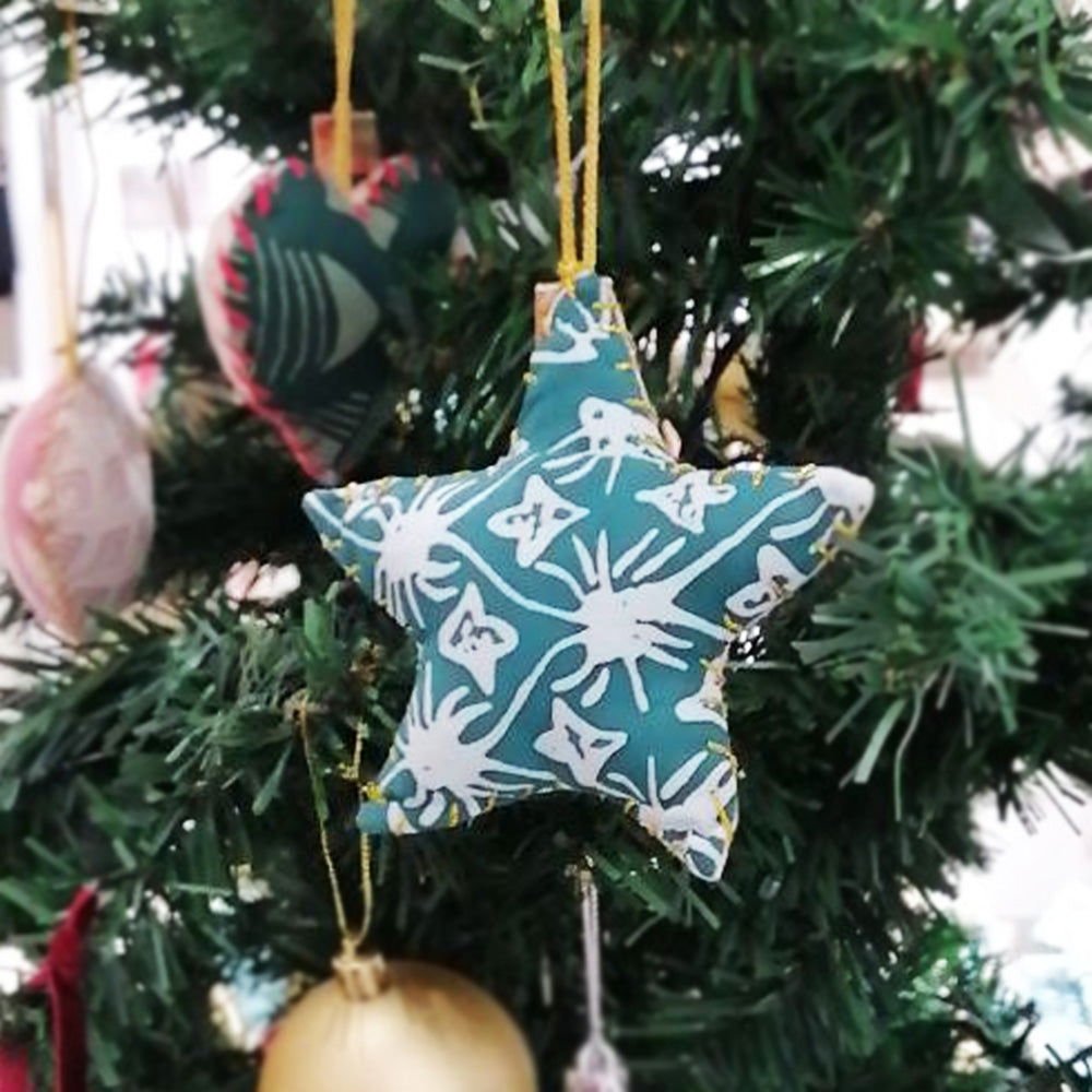 Star Ornament (Reversible) - Teal Starry - Batik Boutique