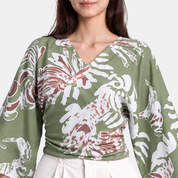 Close up of tie front kimono