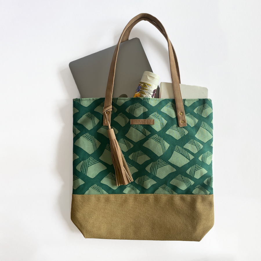 Batik Tote Bag (Canvas base) - Green Nasi Lemak