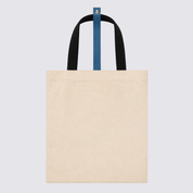 Back of totebag with blue-ish KL inspired prints