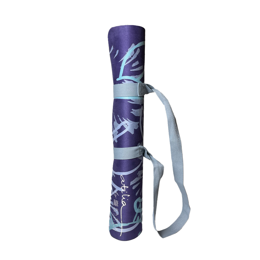Travel Yoga Mat - Periwinkle Cat Yogis - Batik Boutique