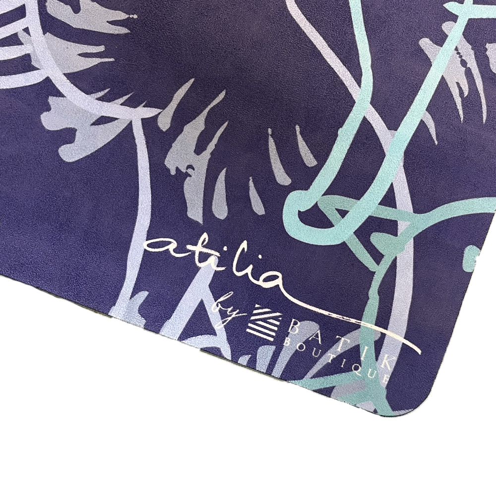 Travel Yoga Mat - Periwinkle Cat Yogis - Batik Boutique