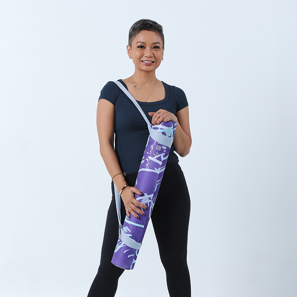 Travel Yoga Mat - Periwinkle Cat Yogis - Batik Boutique
