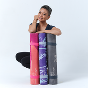 Travel Yoga Mat - Periwinkle Cat Yogis - Batik Boutique