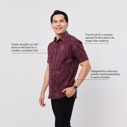 (SALE) Men's Classic Batik Shirt - Garnet Petola