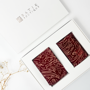 Batik Neck Tie & Pocket Square (Silk Cotton) - Crimson Driftwood