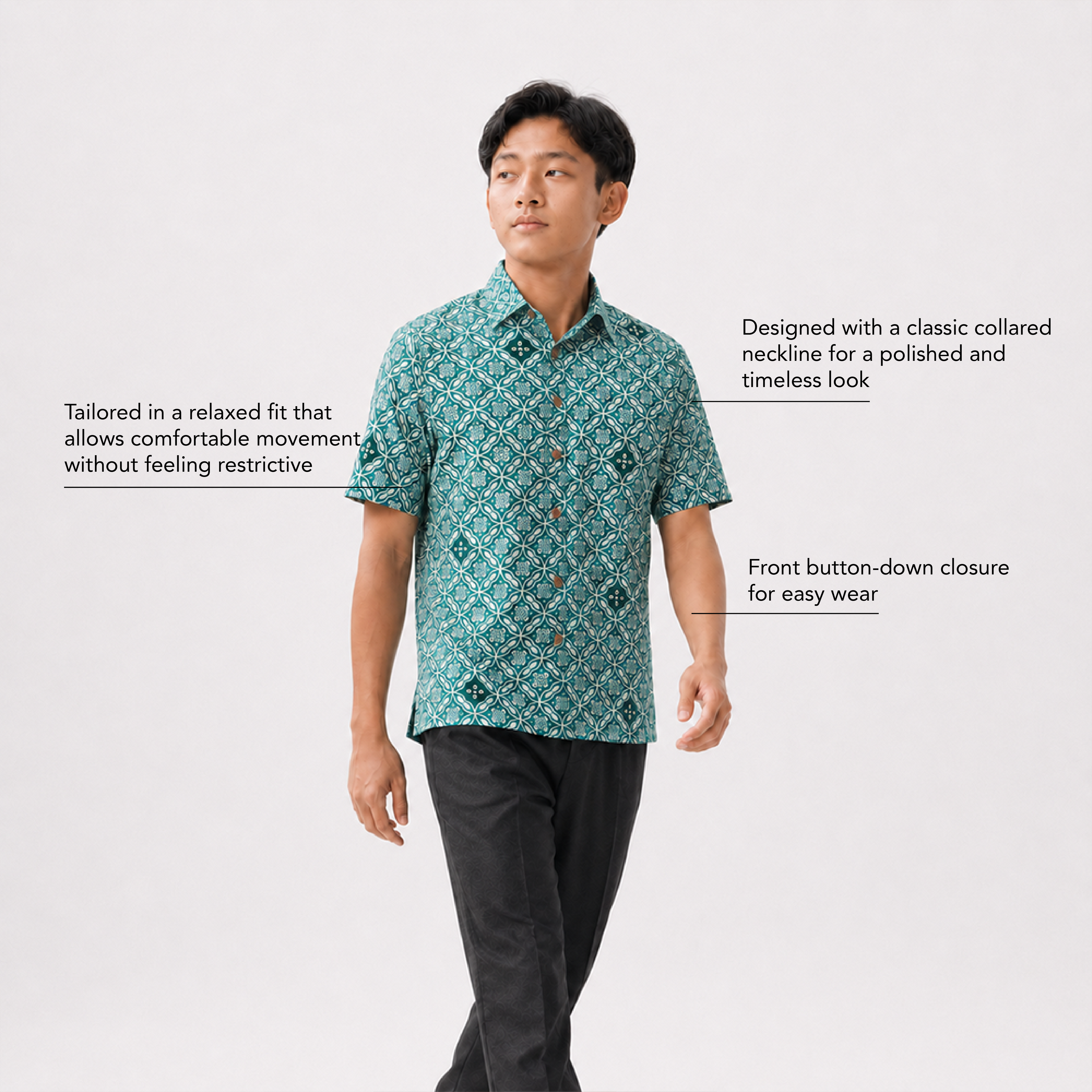 Boy's Batik Shirt - Topaz Kuih Cara