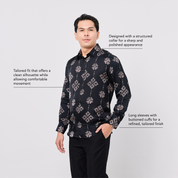 Men's Long-Sleeved Batik Shirt - Onyx Songket