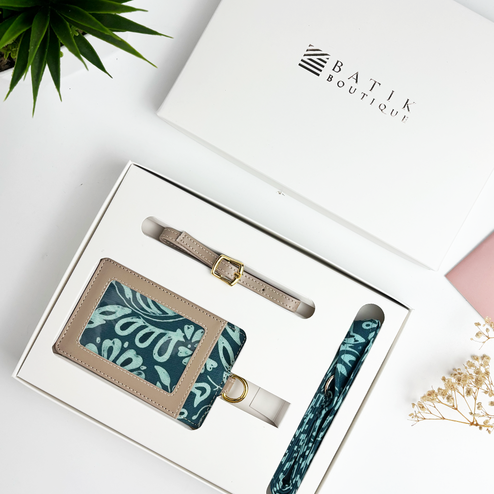 Batik Lanyard and Luggage Tag - Teal Ukir
