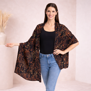 Batik Scarf (Silk Cotton) - Black Leopard