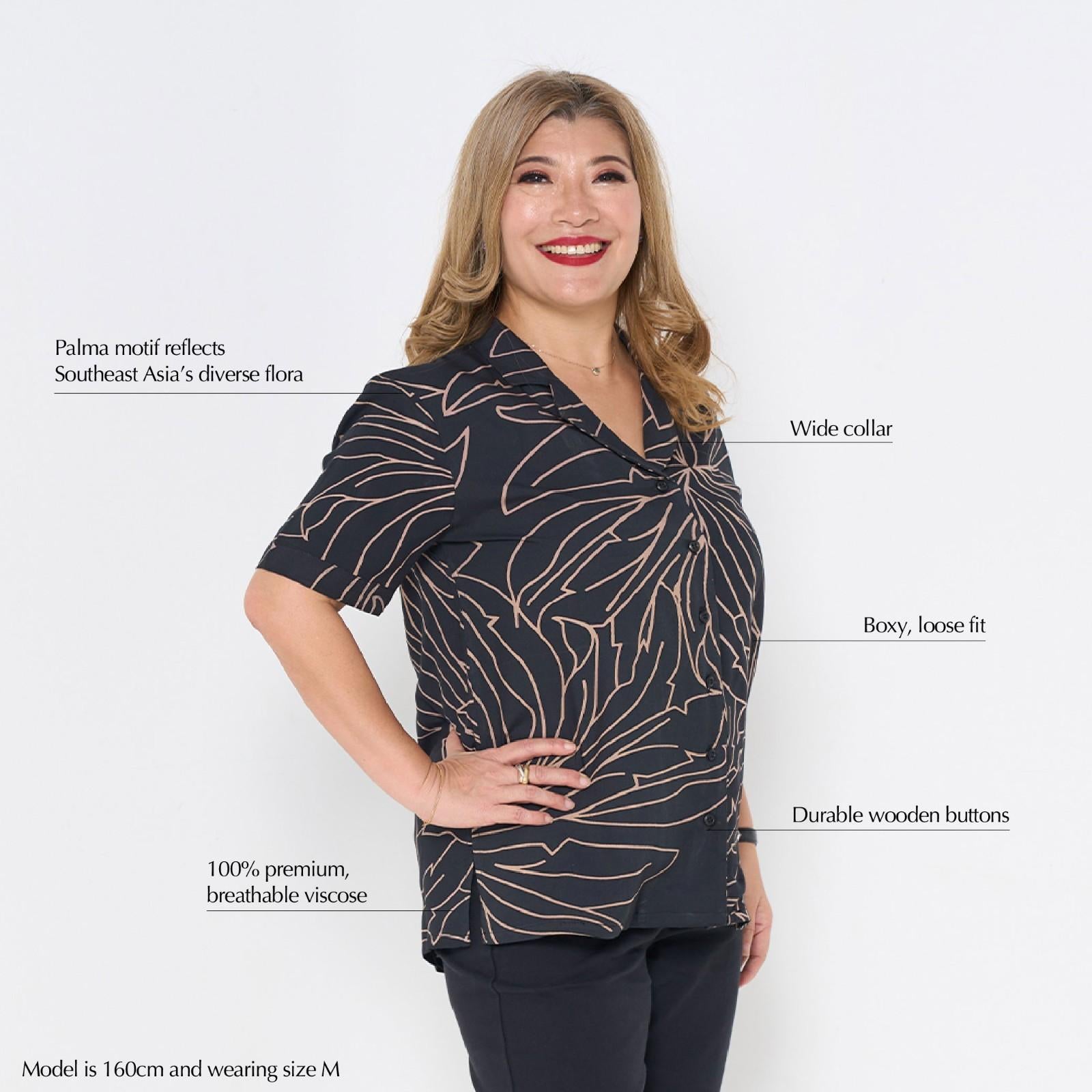 women wearing short sleeved women's cuban in onyx palma  description photo 