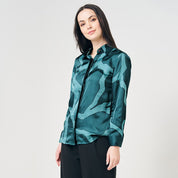 Women's Long-Sleeved Batik Shirt (Silk Cotton) - Forest Chain - Batik Boutique