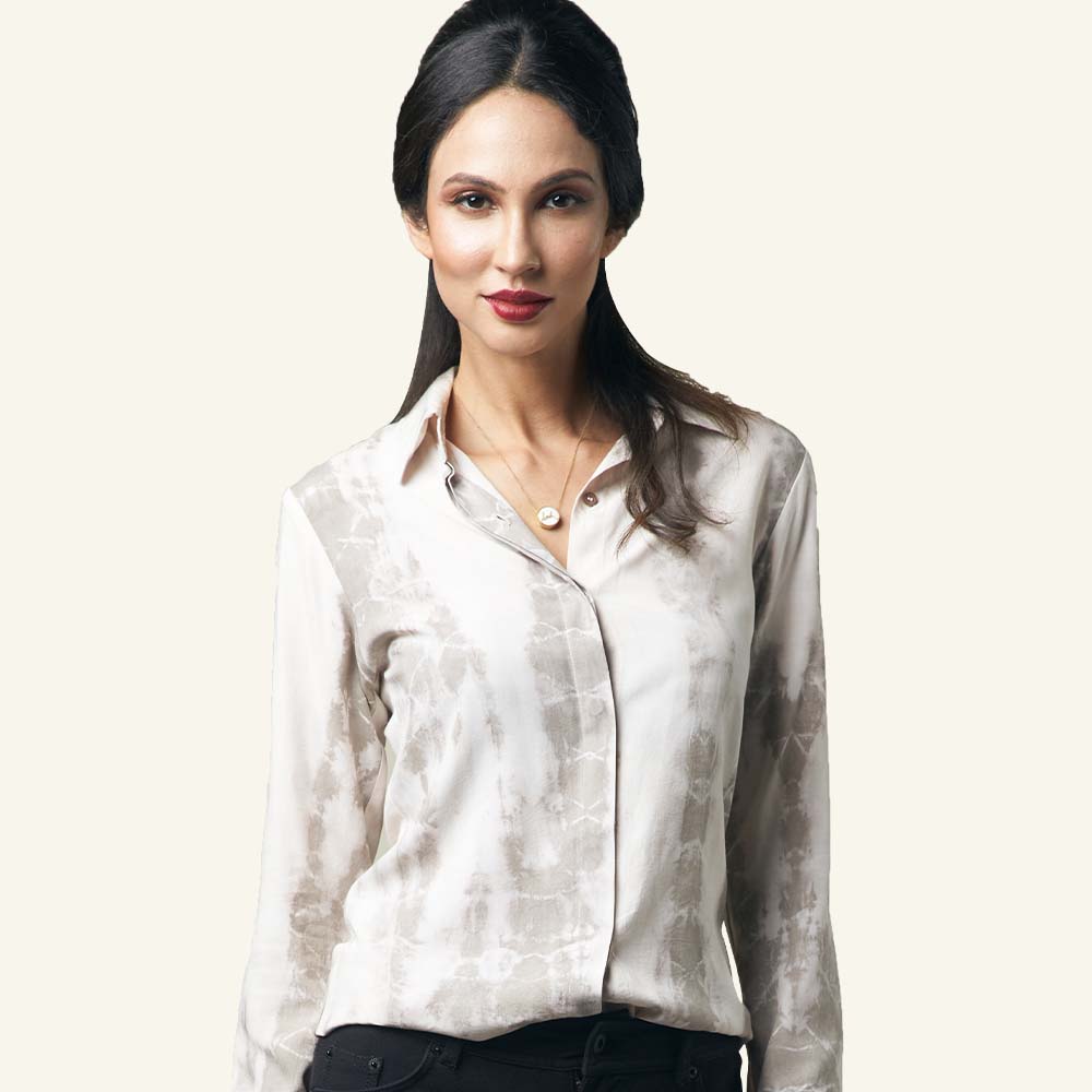 Women's Shibori Shirt - Mangosteen - Batik Boutique