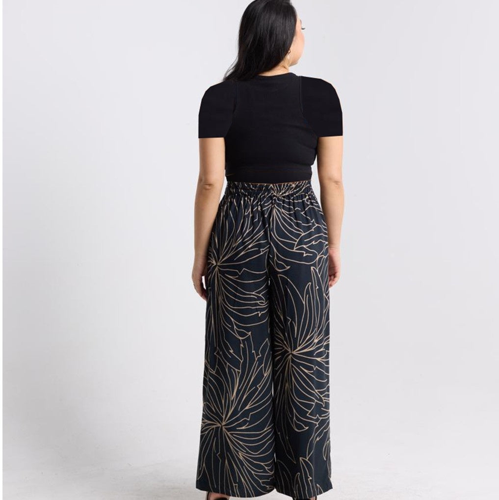 Batik Wide Leg Trousers Onyx Palma  back photo 