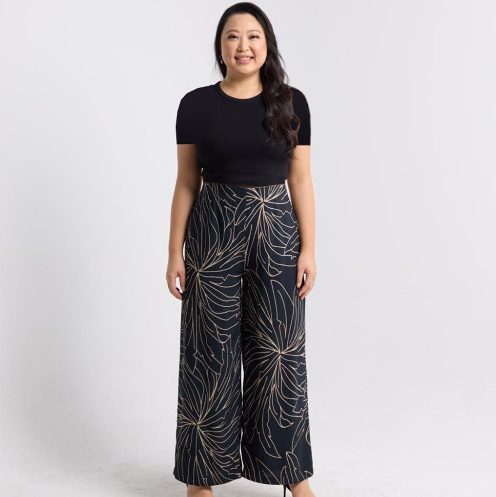 Batik Wide Leg Trousers Onyx Palma  front photo 