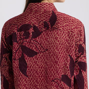 Women's Long-Sleeved Batik Shirt (Silk Cotton) - Copper Blooming Lace