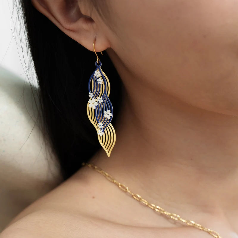 Embrace Jewellery -  Floral Wave Overlapping Hook Earrings