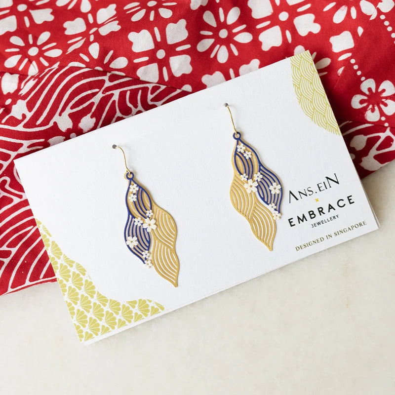 Embrace Jewellery -  Floral Wave Overlapping Hook Earrings