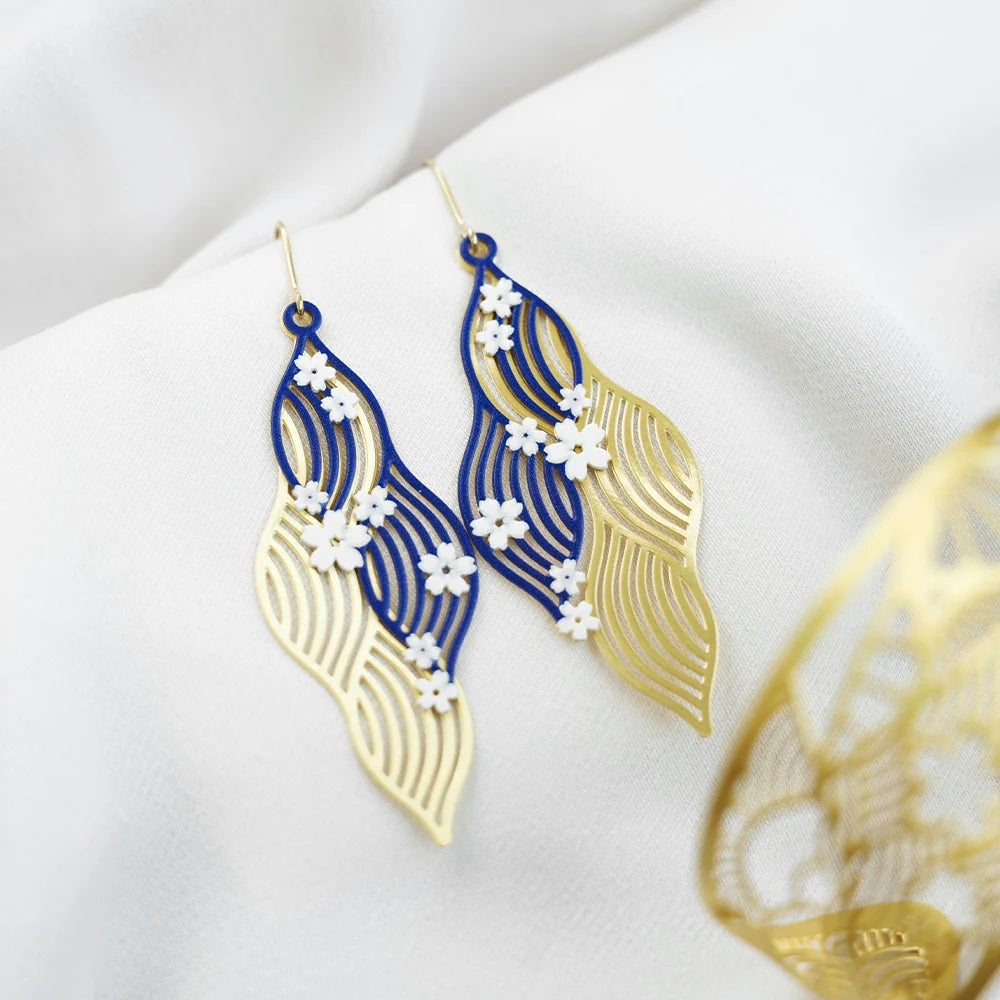 Embrace Jewellery -  Floral Wave Overlapping Hook Earrings