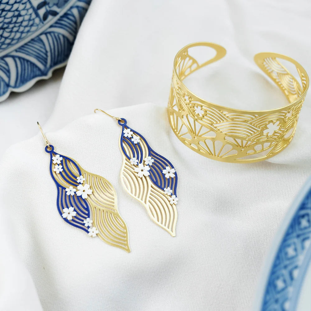 Embrace Jewellery -  Floral Wave Overlapping Hook Earrings