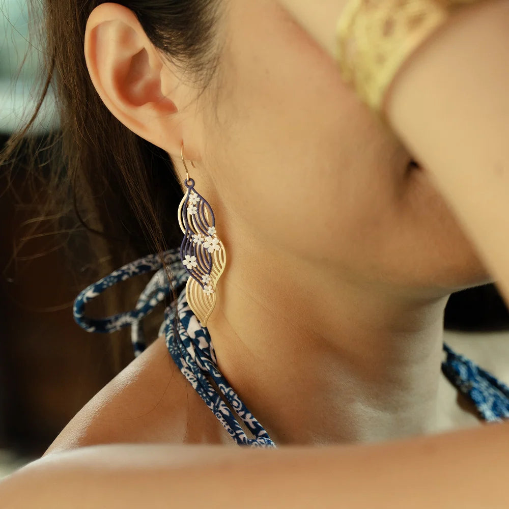 Embrace Jewellery -  Floral Wave Overlapping Hook Earrings