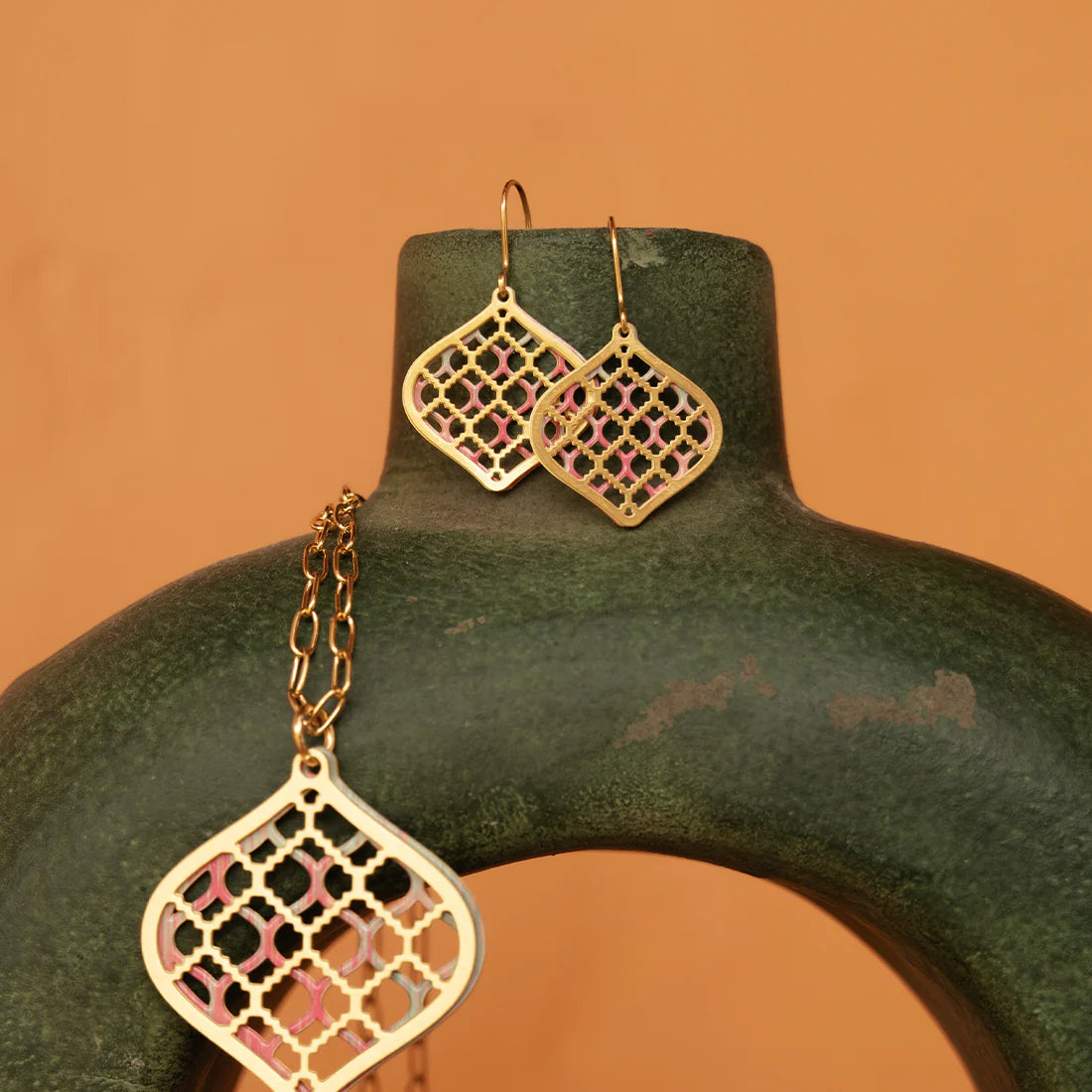 woven leaves hook drop earrings 