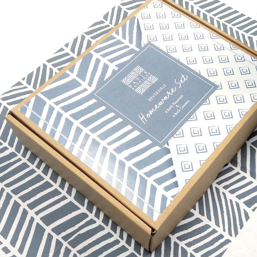 a batik homeware set with a box that's perfect for gifting