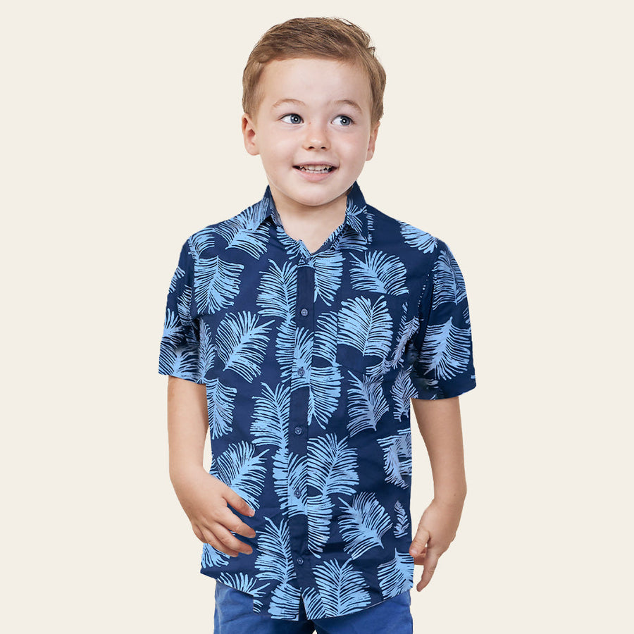 Boy's Batik Shirt - Navy Sawit