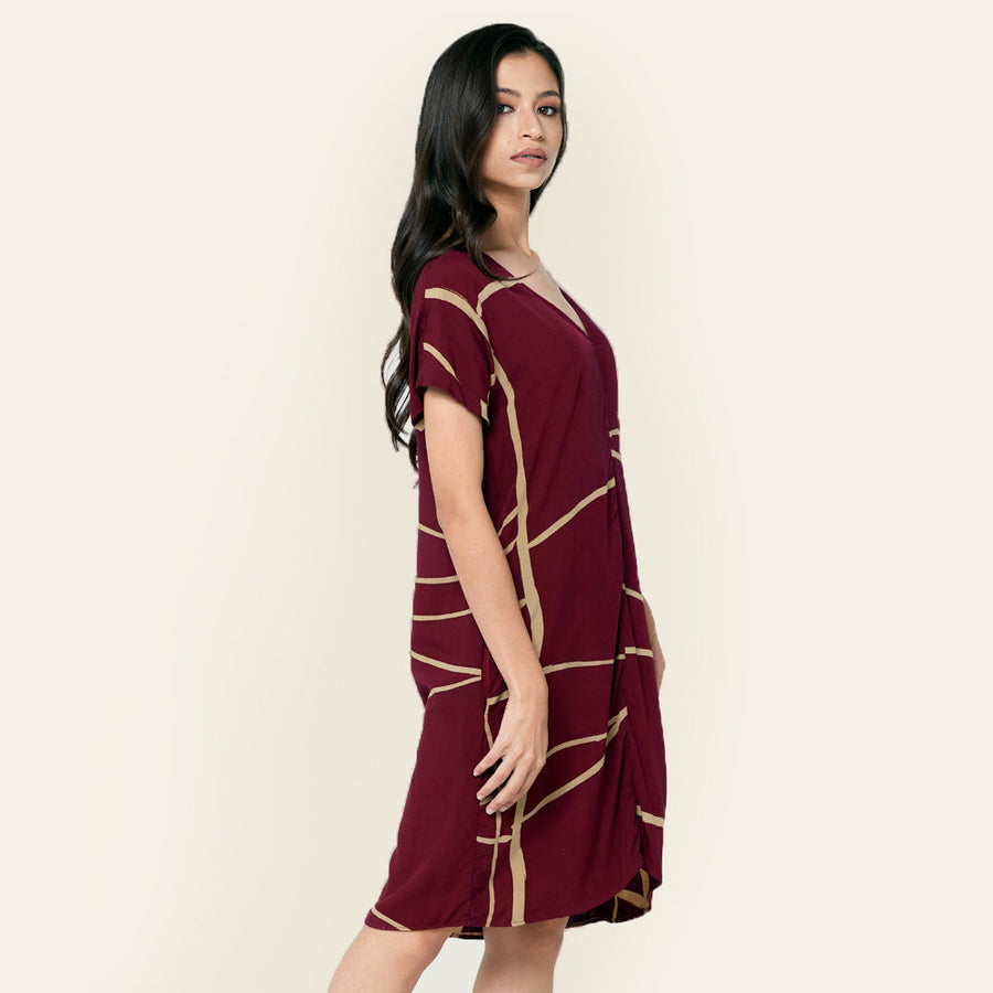 Batik Dress - Crimson Brush