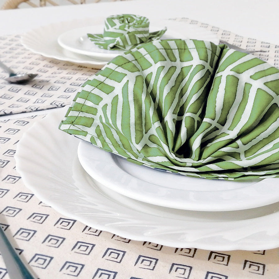 Batik Serviette Set - Sage Banana Leaf