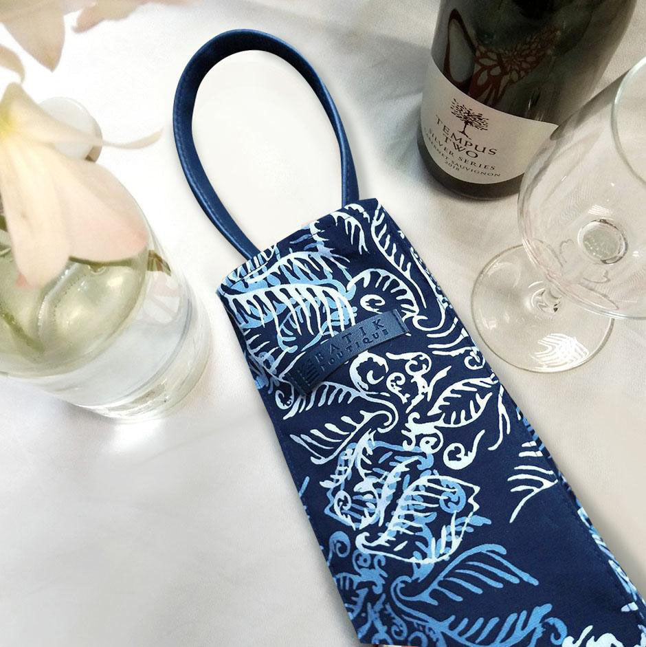 Wine Bag - Blue Nautical Fern