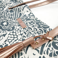 Batik Tote Bag (Canvas base) - Grey Peony